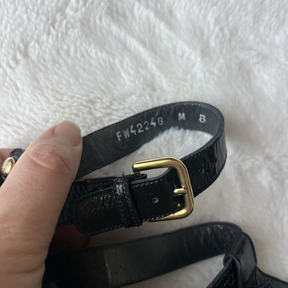 STUART WEITZMAN BLACK PATENT GLADIATOR PLATFORM SANDALS SZ 8 - Picture 4 of 6